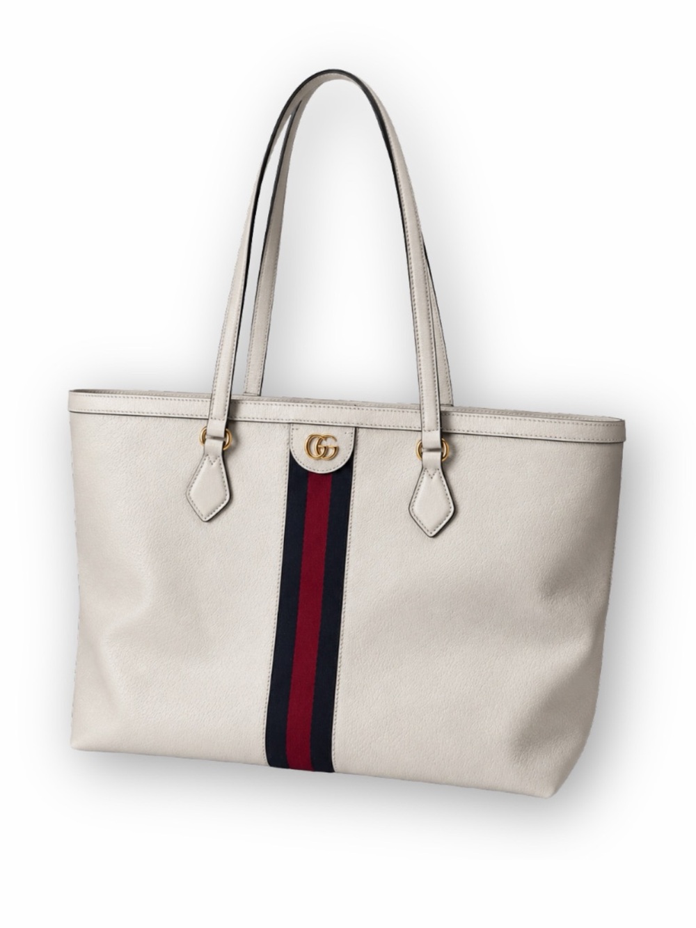 Gucci Ophidia Web Large Leather Tote Bag in Mystic White